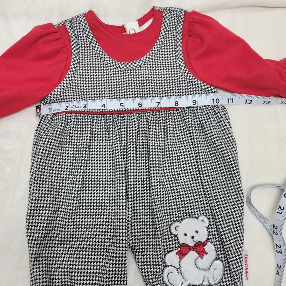 🌴3/$15🌴 HealthtexVintage knit romper Size 0-5 months Red herringbone - Picture 11 of 12